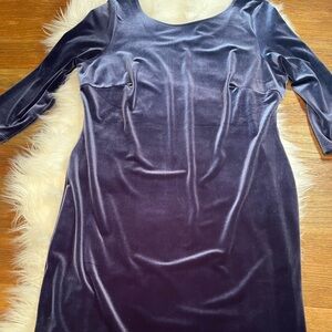 Luxurious Velvet Long Sleeve Dress in Rich Blue